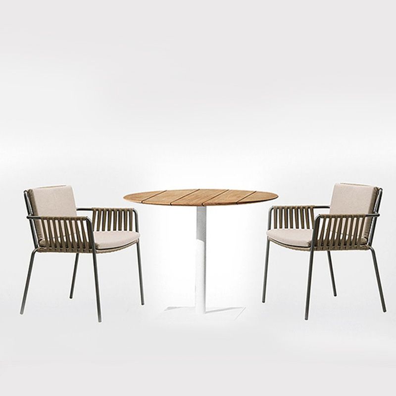 Tropical Outdoor Chair with Removable Cushion and Arm Upholstered Dining Side Chair