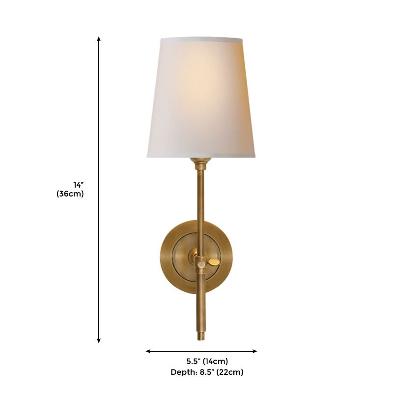 Traditional 1 Light Wall Light, Wallchiere Design with Empire Shaped Textile Shade