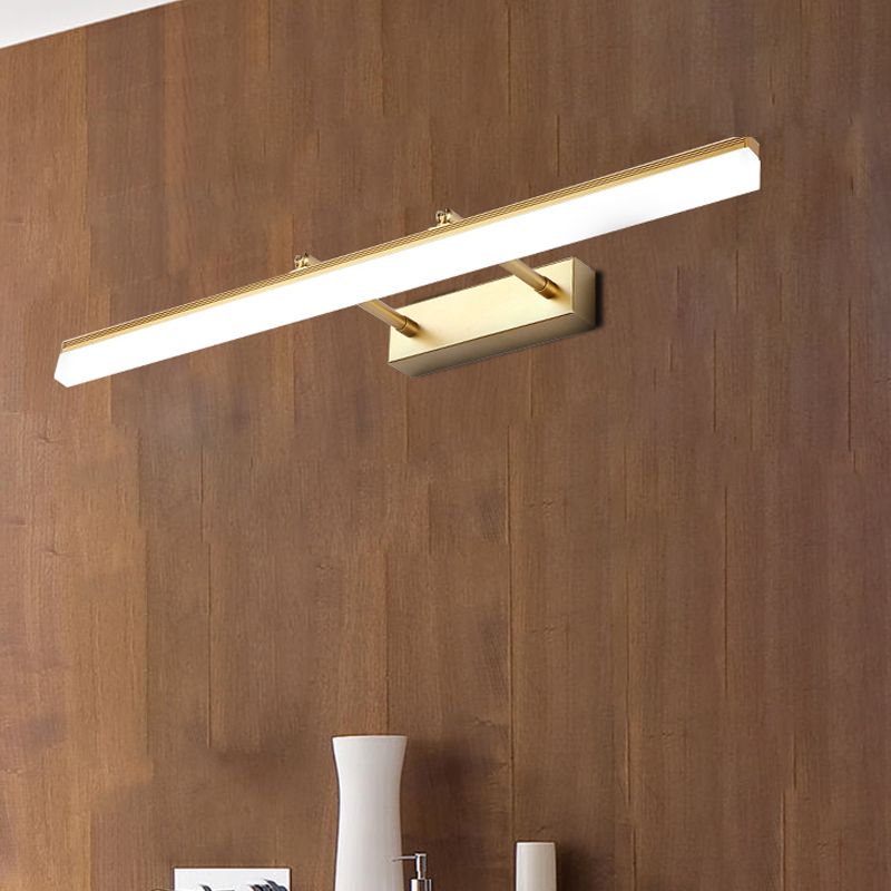 16"/19.5" W Rectangular Wall Sconce Lighting Modernist Style Acrylic LED Bathroom Vanity Light in Gold, Warm/White Light
