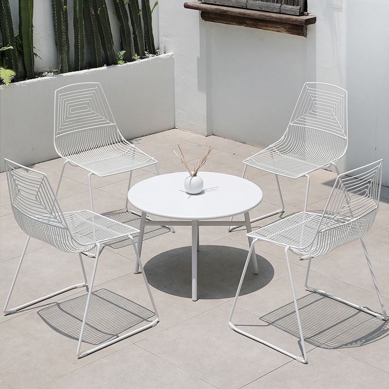 Contemporary Metal Dining Side Chair Open Back Stacking Outdoor Chair