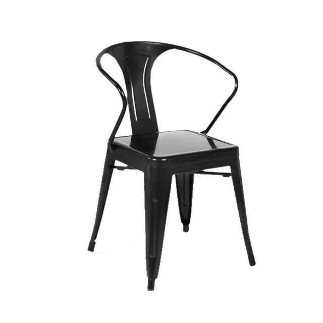 Industriële eetgelegenheden stackbare fauteuil met metalen benen (set van 4)