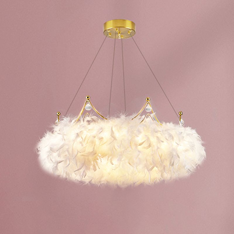 Lampade per lampadari a corona Lampada lampada bianca moderna a testa multipla con tonalità di piuma