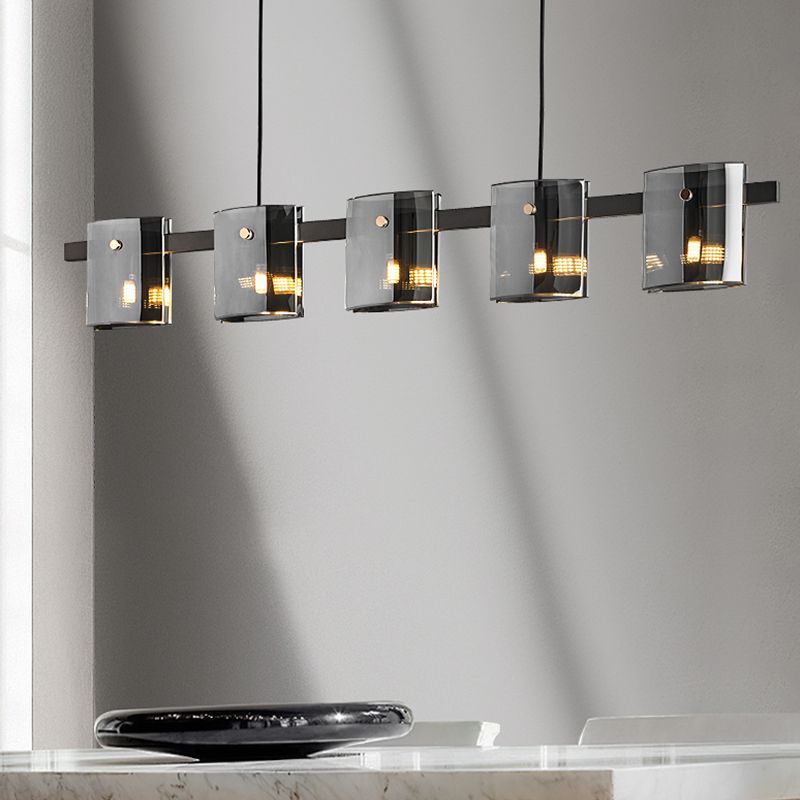 Minimalismo de la isla Vidromas livianos 5 accesorios de iluminación colgante para el comedor