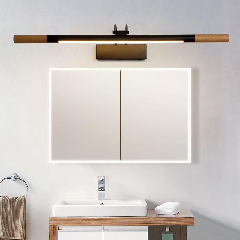 Wood Linear Mirror Lighting Nordic Style LED Wall Mounted Light Fixture