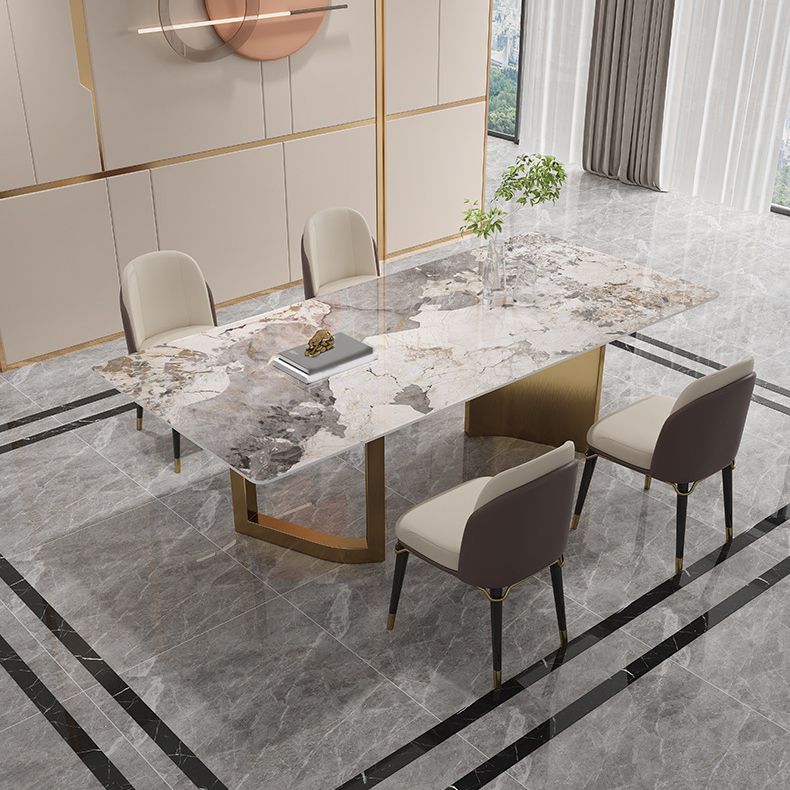 Luxurious Sintered Stone Top Dining Set Rectangle 1/4/5/6 Pieces Dining Room Table Set