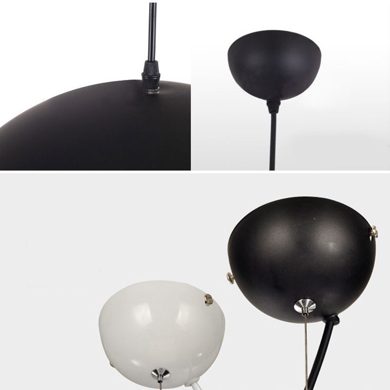 Luz de colgante industrial de tazón negro 1 accesorios de iluminación colgante de metal claro