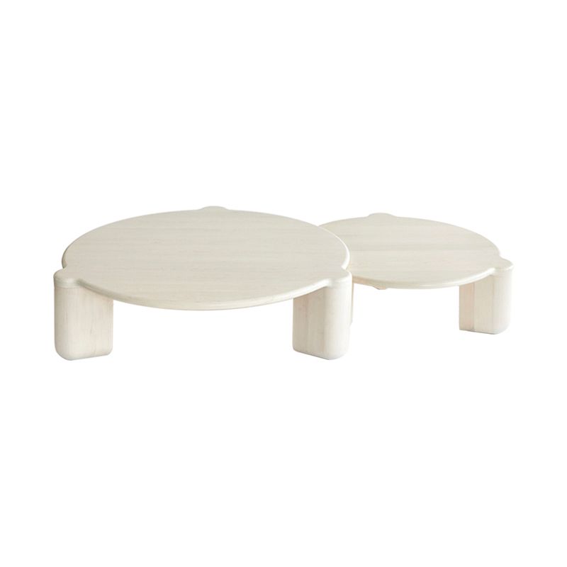Modern Style Round Solid Wood Table with 3 Legs Base Design Coffee Table
