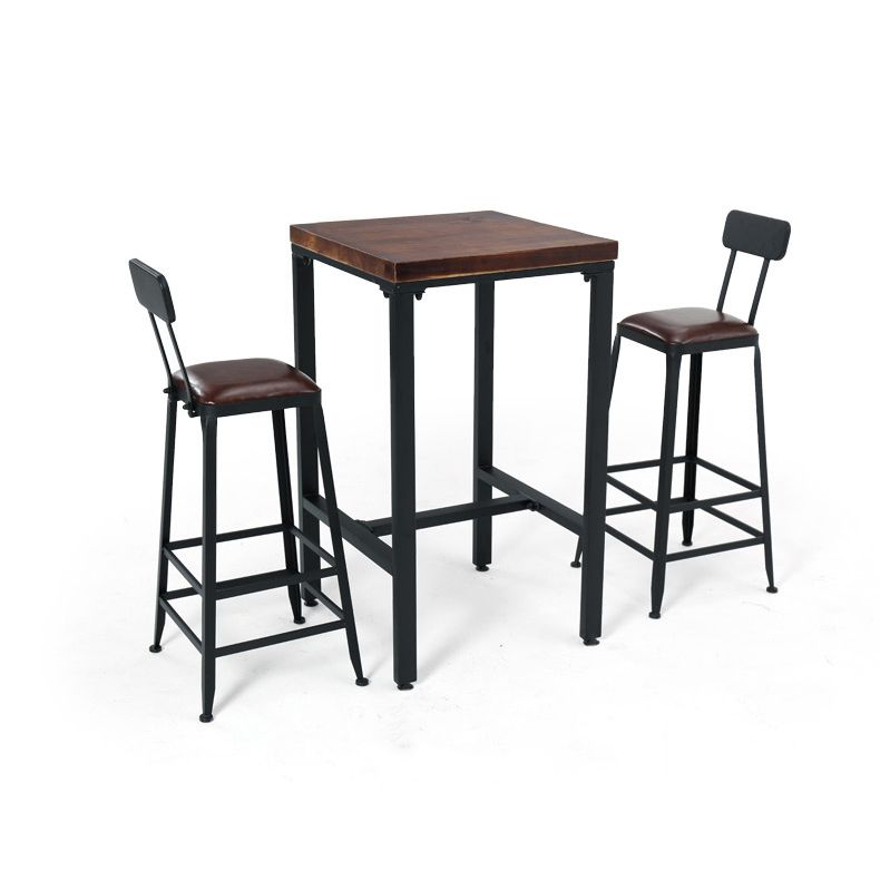 Industrial 1/3/4/5 Pieces Bar Table Set Square Pine Wood Counter Table for Cafe