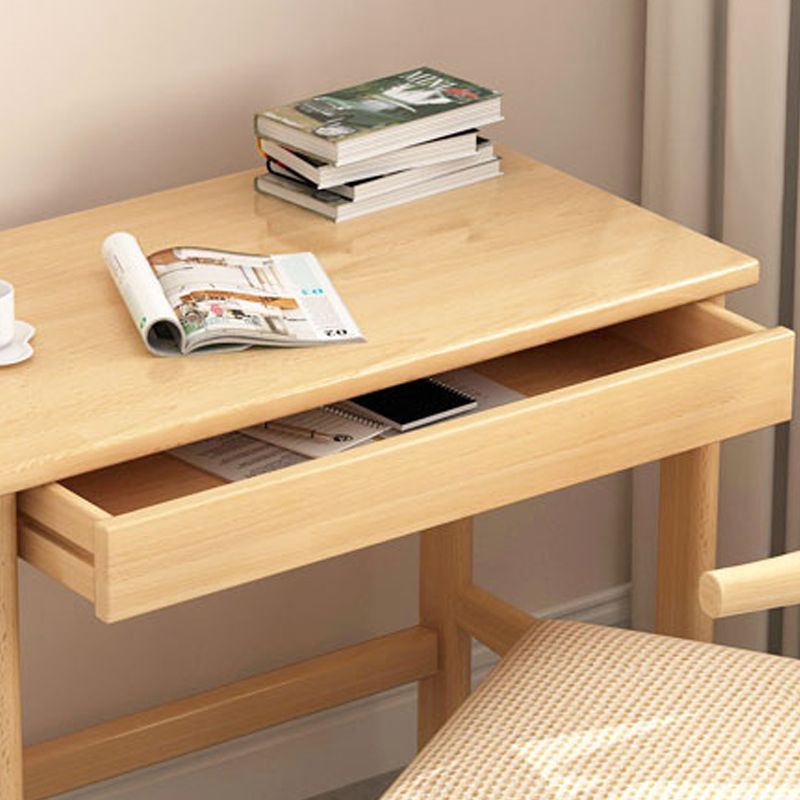 H-shaped Base Office Desk Modern Bedroom Solid Wood Task Desk with Drawer