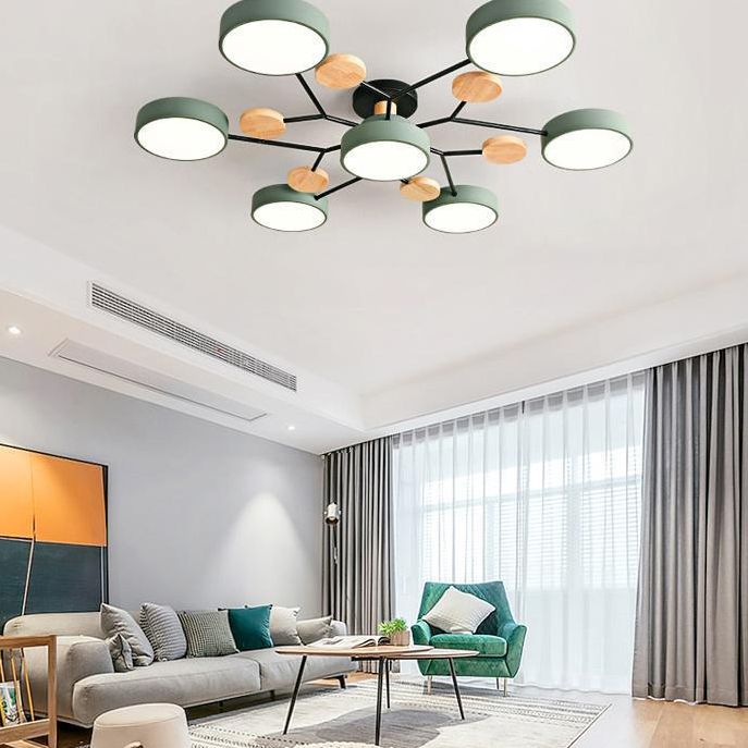 Orde circolare soggiorno LED LED SEMI FLUSH MONTO MODERNO ACRILICO LUCE