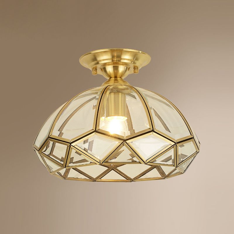 Plafonnier en laiton, luminaire traditionnel en verre, plafonnier encastré avec ombrage