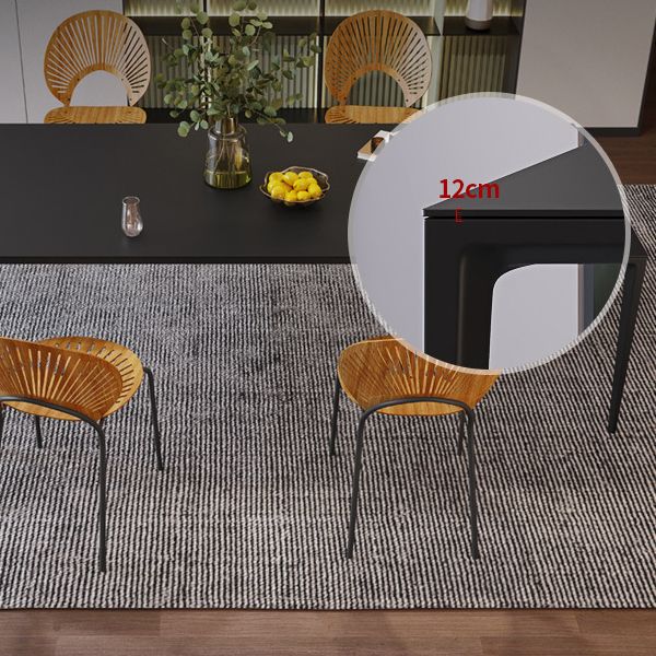 Black Stone Dining Table Contemporary Dining Table with 4 Legs