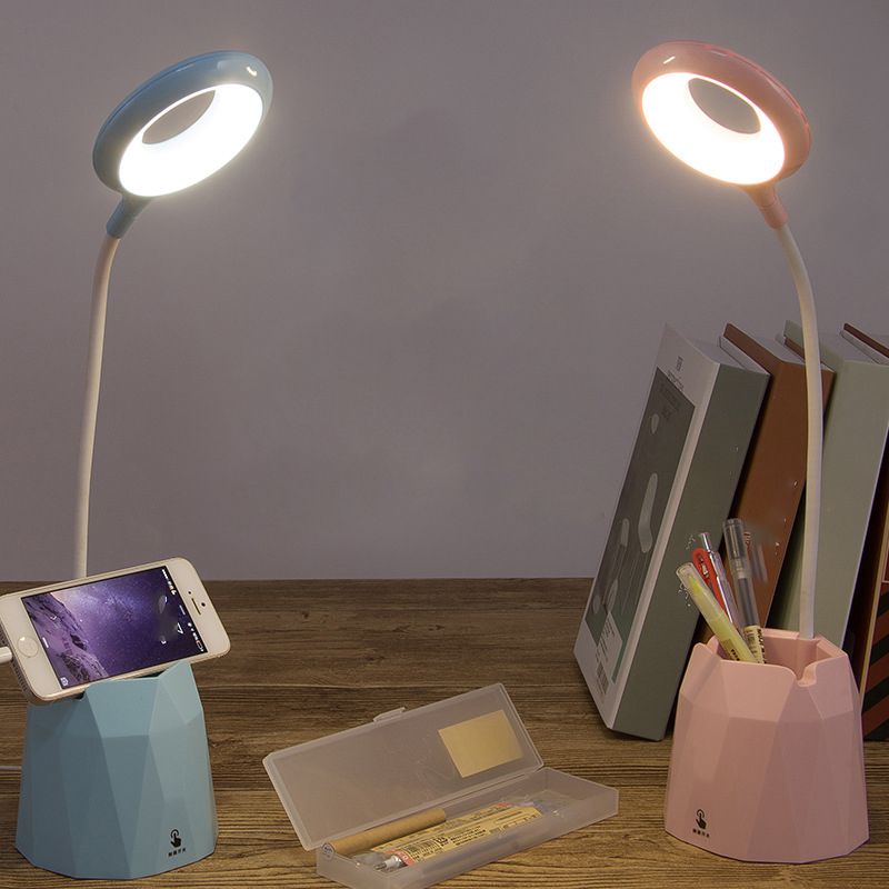 Circle 1-Light Table Light with USB Port Modern Creative Table Lamp for Bedroom