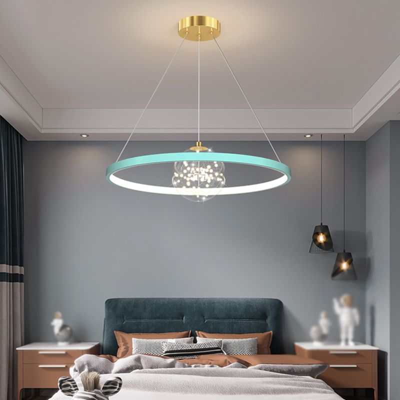 Lustres de forme ronde contemporains lumières en métal 2 lustres d'éclairage clair léger