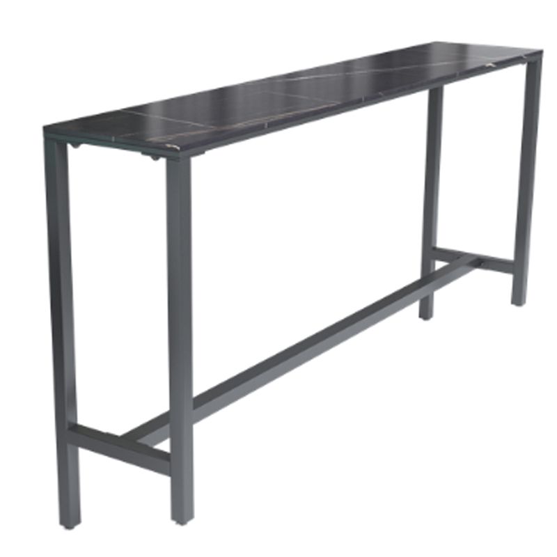 Rectangle Stone Modern Cocktail Bar Table Footrest Trestle Pub Height Dining Table