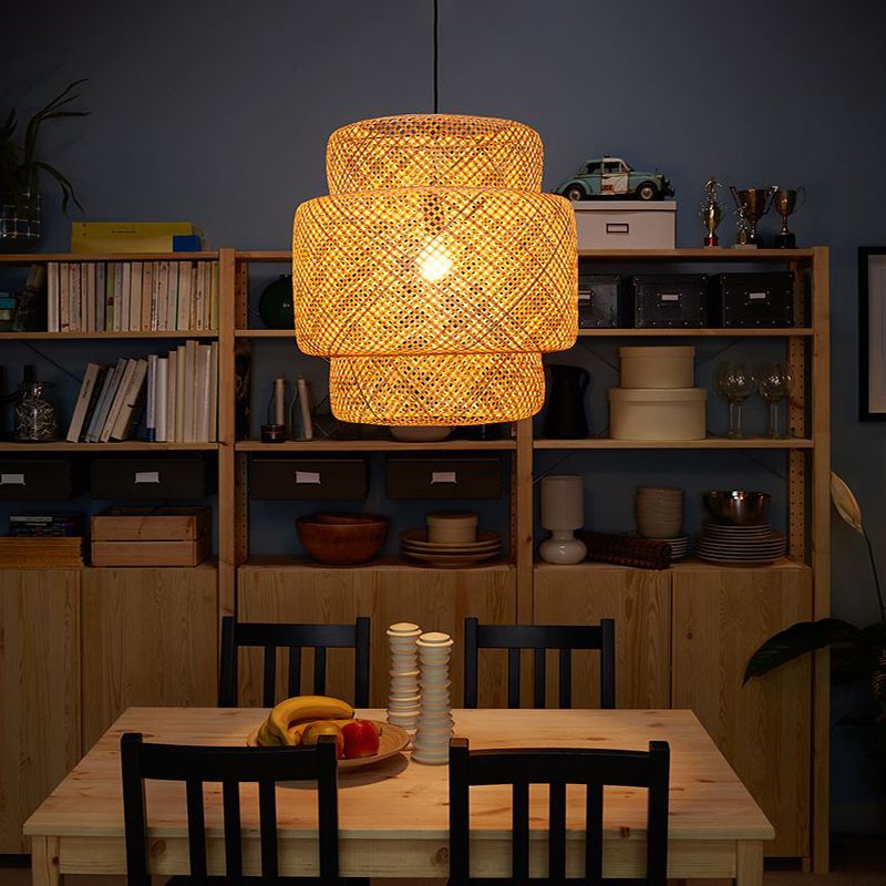 Style moderne en bambou suspendu léger pendant ménage pour chambre à coucher