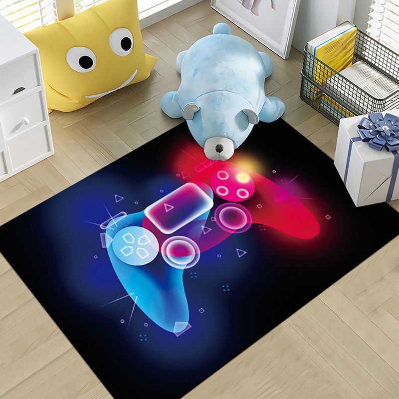 Funky Gamepad Print Carpet Polyester Indoor Rug Non-Slip Backing Rug for Living Room