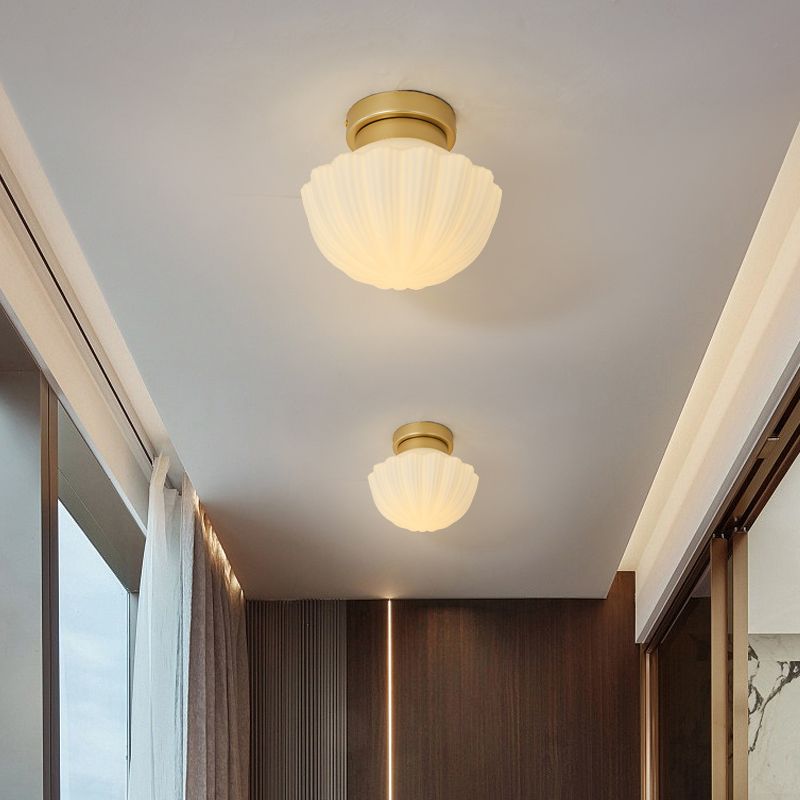Nordic Style Ceiling Light Dome Shape Ceiling Lamp with Glass Shade for Bedroom