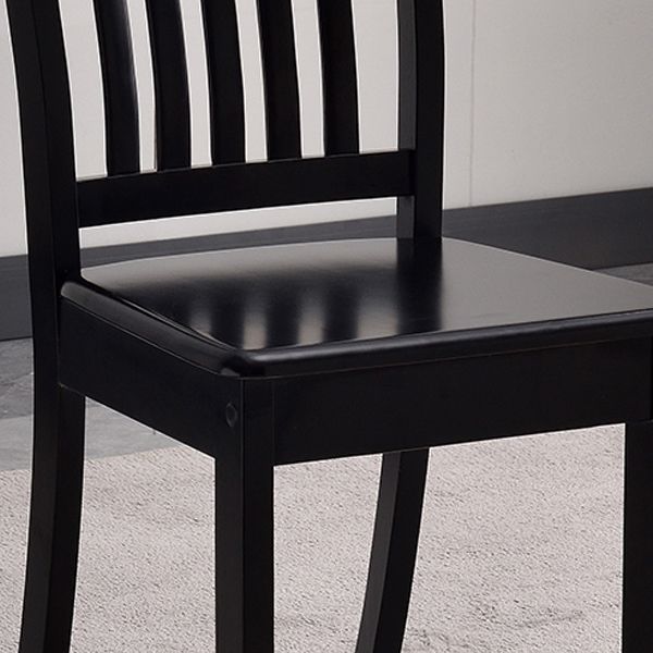 Modern Rubberwood Slat Back Chair Matte Finish Wood Dining Chair