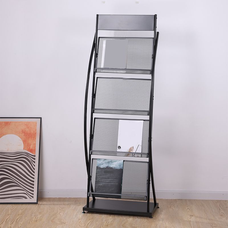 Metal Contemporary Vertical Bookshelf Closed Back Bookcase with Shelves
