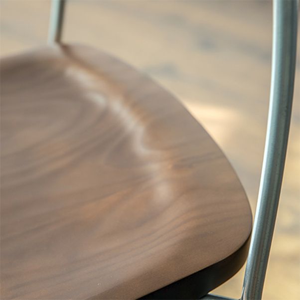 Modern Backrest Armless Wood Chair with Metal Legs for Dining Room