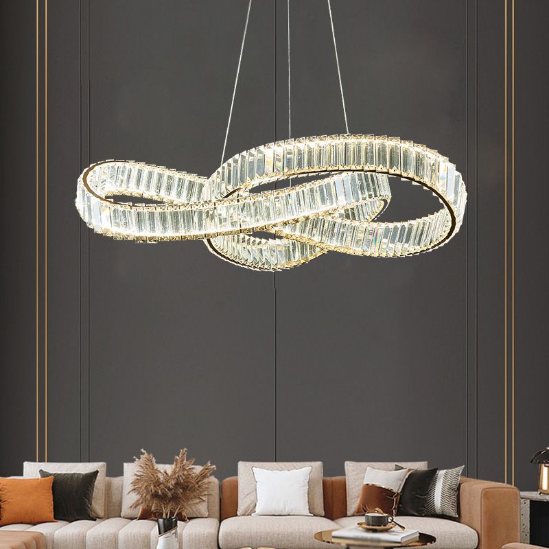 Light Luxury Style Chandelier Pendant Light Linear Crystal Hanging Light Fixtures