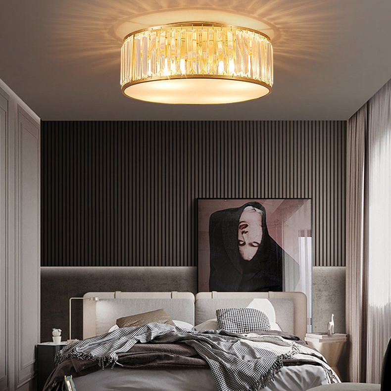 Plafonnier géométrique en laiton de style rétro colonial, plafonnier d'intérieur en cuivre avec abat-jour en cristal