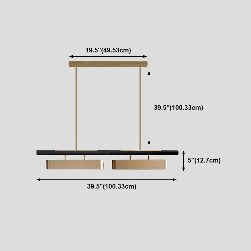 Rechteck Island Leuchte moderne Restaurant LED Hängende Lampe mit Metallschatten