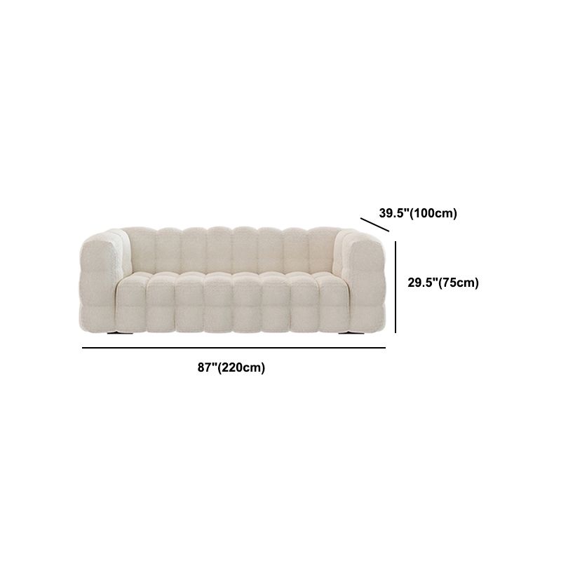 Pillow Sewn Back Sofa Contemporary Tuxedo Arm White Wool - 39.37" D