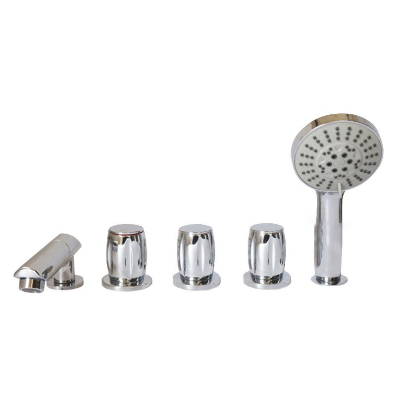 Deck Mounted Copper Roman Tub Faucet Low Arc Roman Tub Faucet Set in Chrome