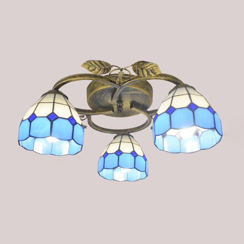 3-Light Ceiling Lamp Tiffany Style Glass Ceiling Lighting for Living Room