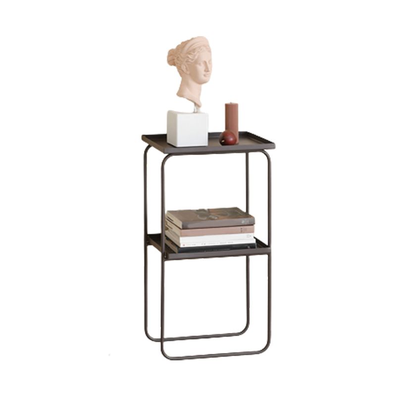 Sled Base Side Table Rectangular Metal Top End Table with  Shelf