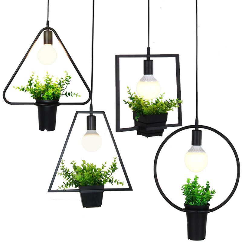 Luces de techo colgantes de planta verde industrial lámpara colgante de luz única creativa para cafetería