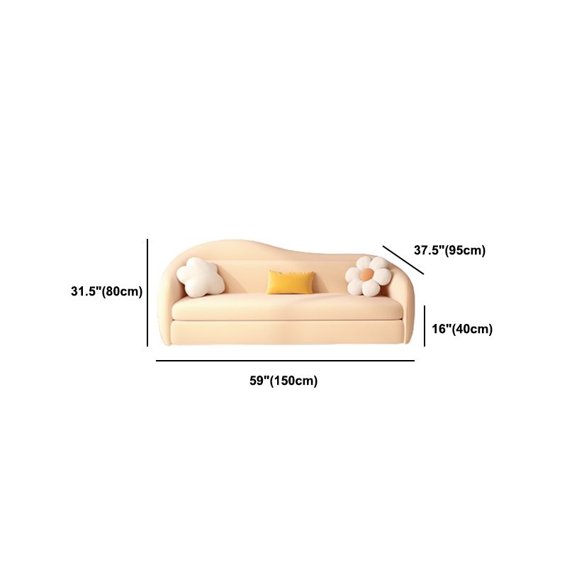 Faux Leather Sofa 37.40" W Convertible Sofa Bed in White for Living Room