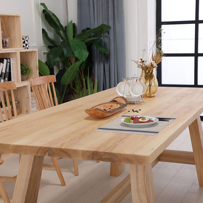 Moderne massive Holzküche Esstisch Khaki Rechteck Form Esstisch mit Trestle Basis