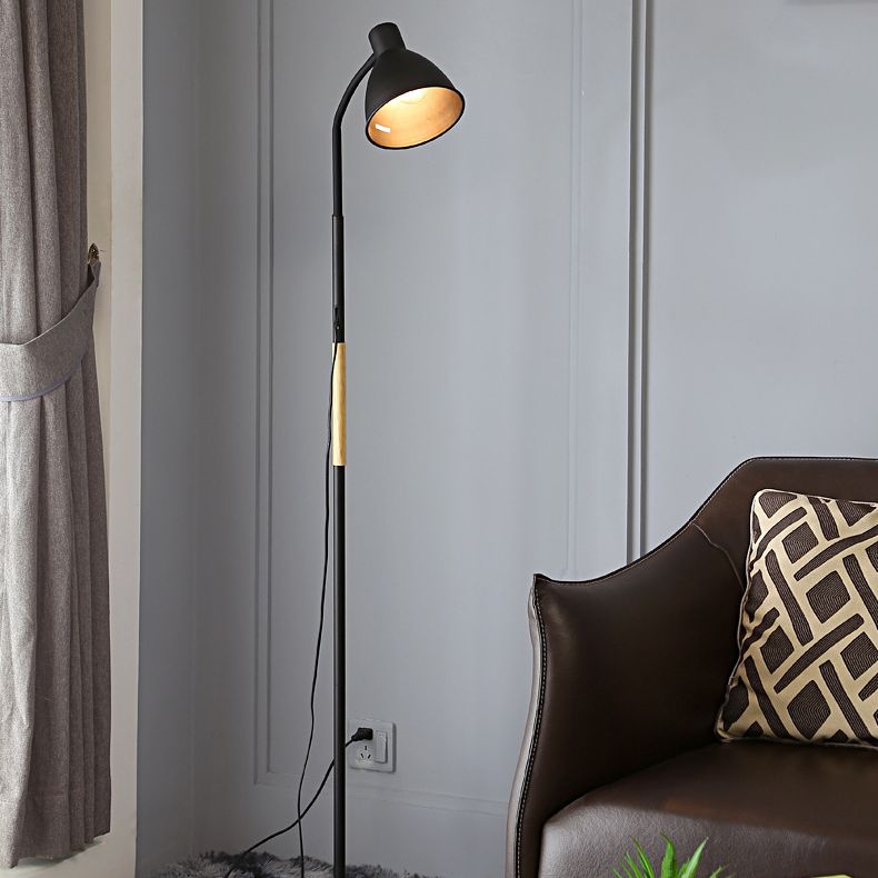 Nordic Bell Shade Floor Standing Light Metal Living Room Adjustable Reading Book Lamp