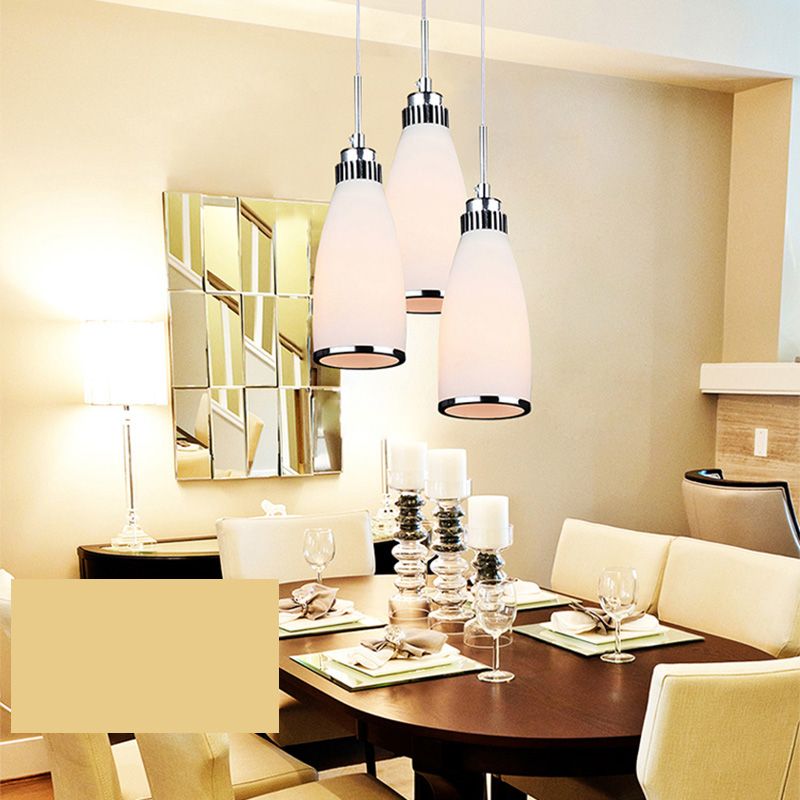 Modern Conical Pendant Ceiling Light Glass Dinning Room Ceiling Pendant Lamp in Silver