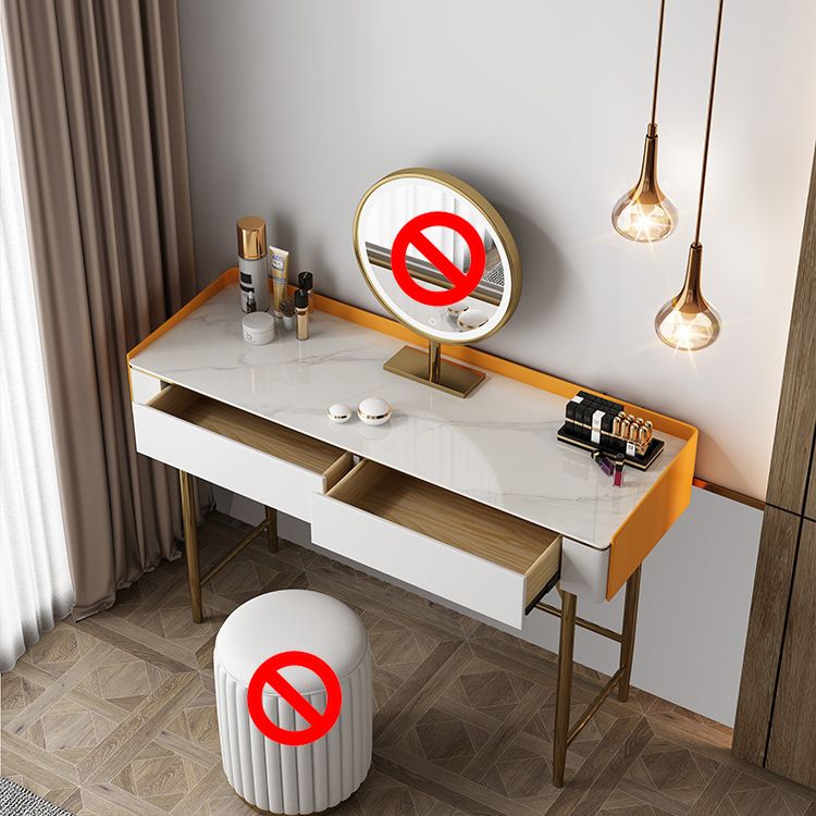 Stone Top Vanity Table Set Metal Vanity Make Up Table/Stool Set