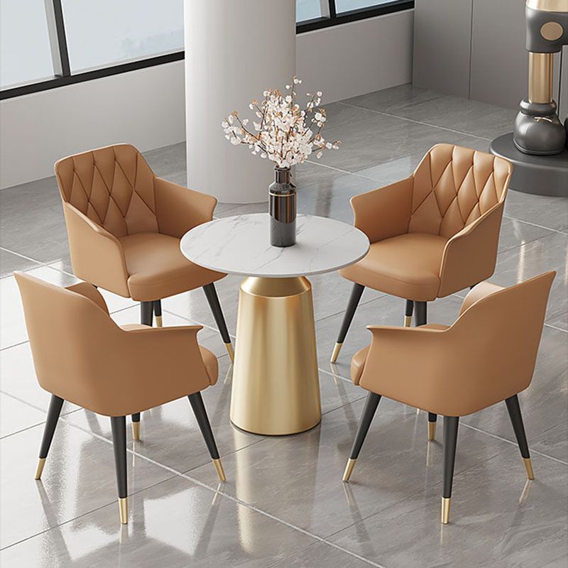 Glam Metal Dining Arm Chair Upholstered Side Chair for Home Use