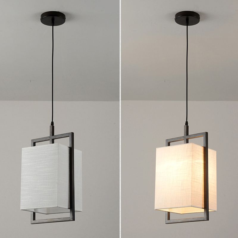 Éclair de suspension ombragée en tissu Minimaliste à 1 léger pendentif en noir et blanc pour couloir