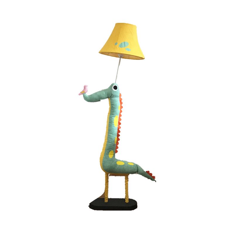 Lampada da pavimento al comodino di dinosauro con tessuto in ombra conica una luce del pavimento del cartone animato chiaro in verde