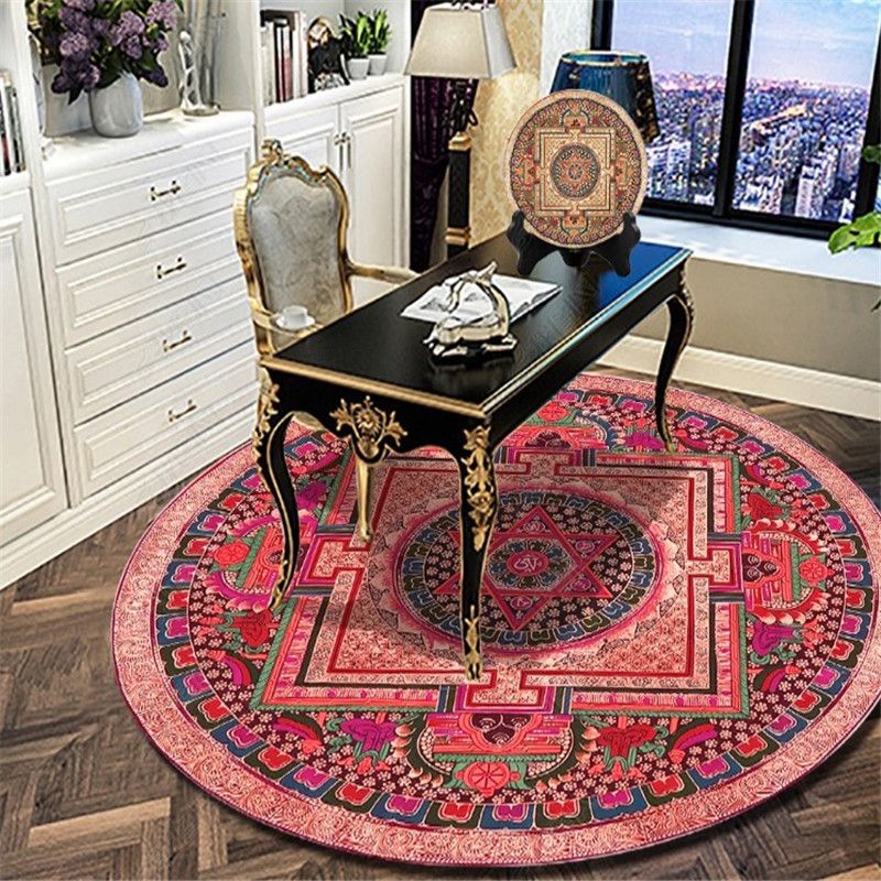 Exotic Moroccan Rug Multi Color Flower Pattern Rug Anti-Slip Pet Friendly Stain Resistant Carpet for Home