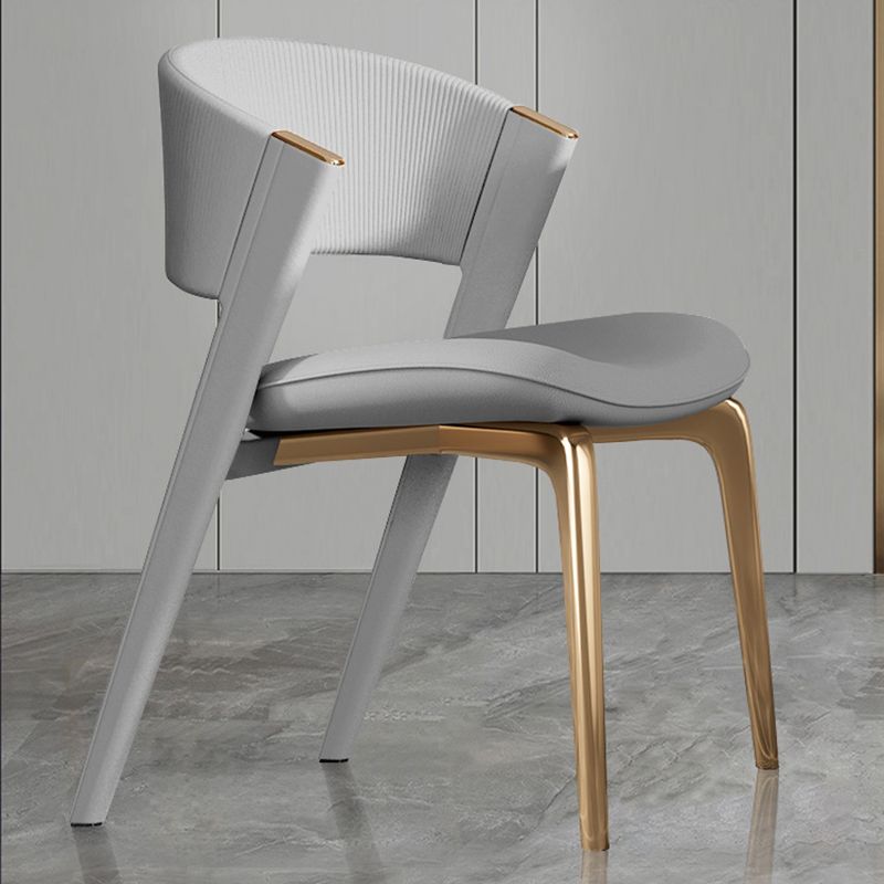 Modern Faux Leather Dining Chair Open Back Dining Side Furniture in Matte Finish