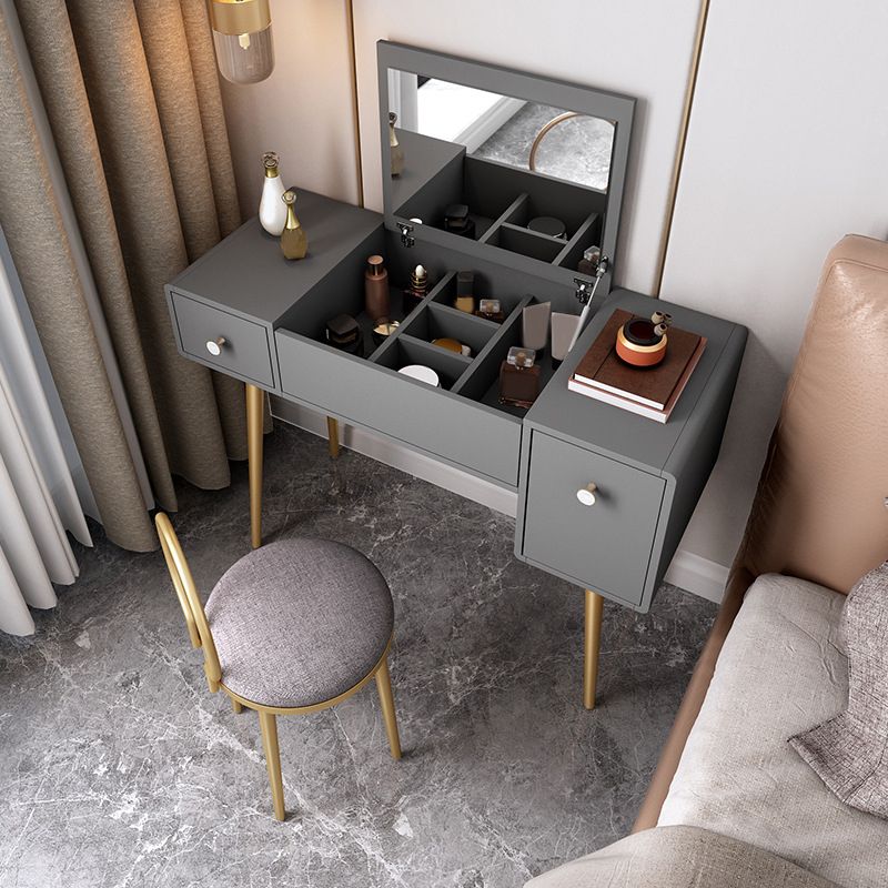 Flip-Top Vanity Set Contemporary 2 Drawers Makeup Dressing Table