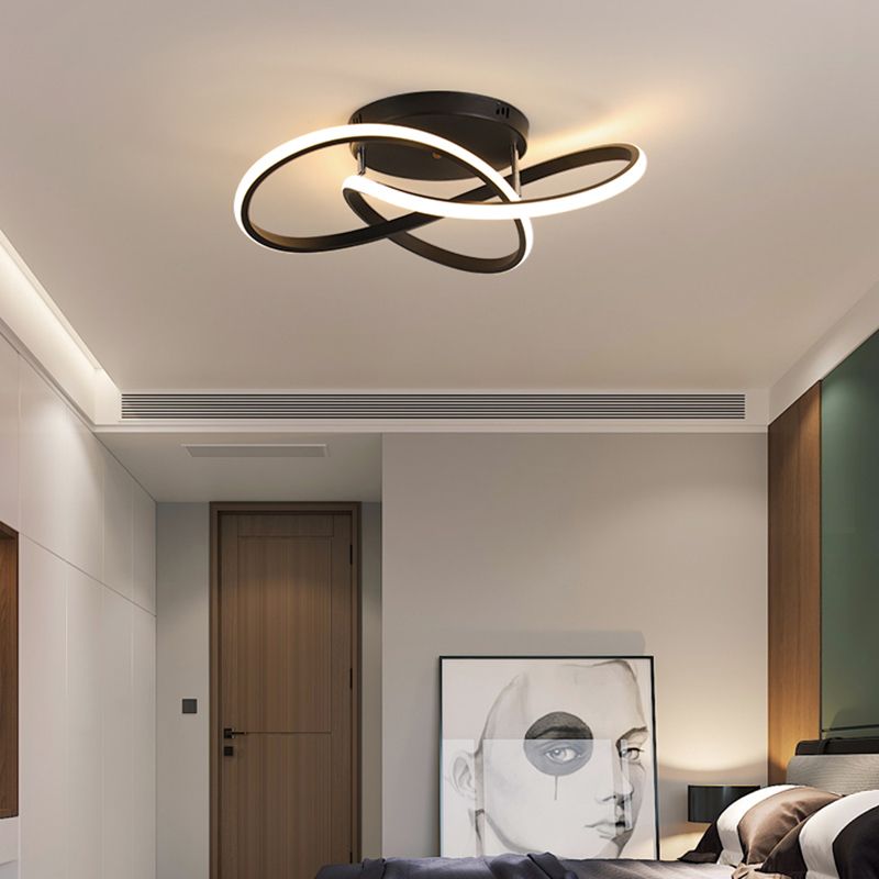 Bedroom LED Ceiling Lamp Simplicity Semi-Flush Light Fixture with Acrylic Strip Shade