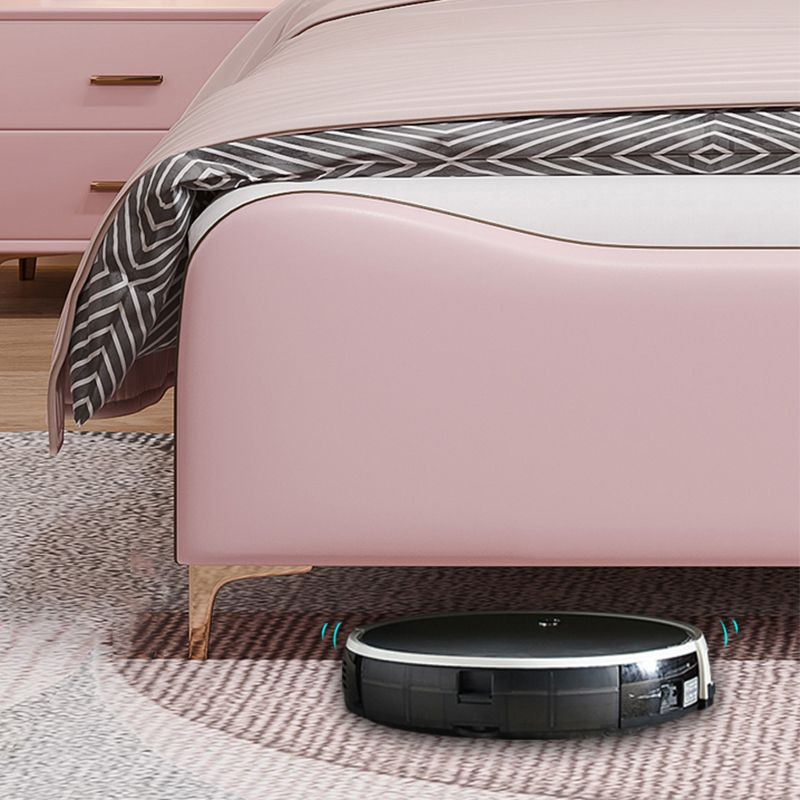 49.6" Tall Wood and Upholstered Wingback Bed Contemporary Standard Bed