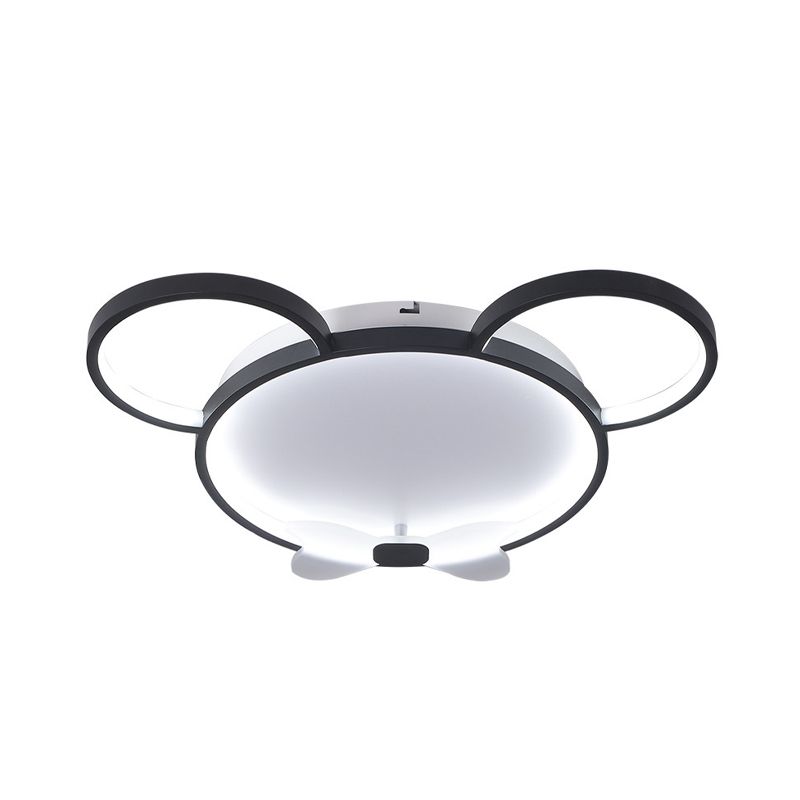 LED Bedroom Flush Mount Fixture Creative Black Flushmount with Mouse Acrylic Shade in White/Warm Light