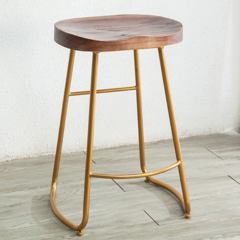 Modern Solid Wood Dining Stool Footrest Indoor Contoured Seat Counter-height Stool