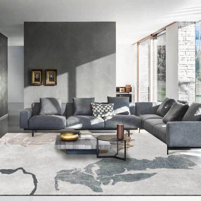 Black Modern Rug Polyester Graphic Indoor Rug Washable Area Rug for Home Decoration