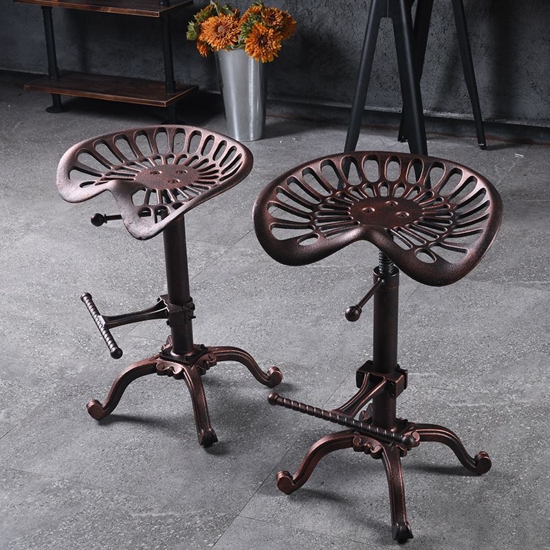 Single Modern Style Bar-stool with Swivel Adjustable Height Iron Footrest for Kitchen Bar
